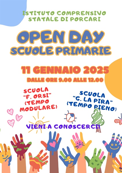 OPEN DAY PRIMARIE 11/01/2025