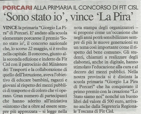 CLASSI SECONDE SCUOLA PRIMARIA LA PIRA 1°CLASSIFICATO